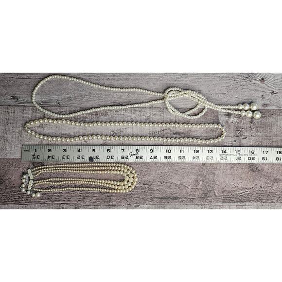 5 Piece PEARL JEWELRY Bundle Lot Vintage Necklace Brooch Bracelet Costume GIFT - Picture 2 of 10